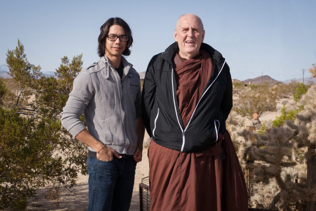 Photograph of Adam Eurich and his TWIM Meditation teacher Venerable Bhante Vimalaramsi. 2011